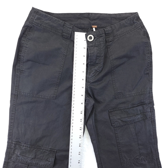 Free People Womens Cargo Pants Size 2 Black Mid Rise Cotton Straight - Picture 7 of 11